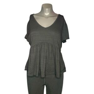 No Boundaries Black Flutter Sleeve Babydoll Tee